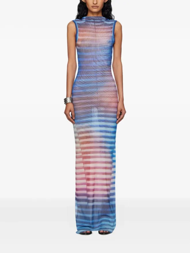 Jean Paul Gaultier Jean Paul Gaultier ストライプ柄マキシドレス ブルーの商品画像