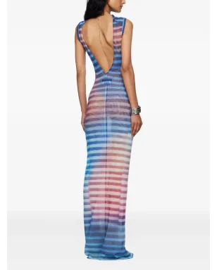 Jean Paul Gaultier ストライプ柄マキシドレス ブルー - サムネイル2