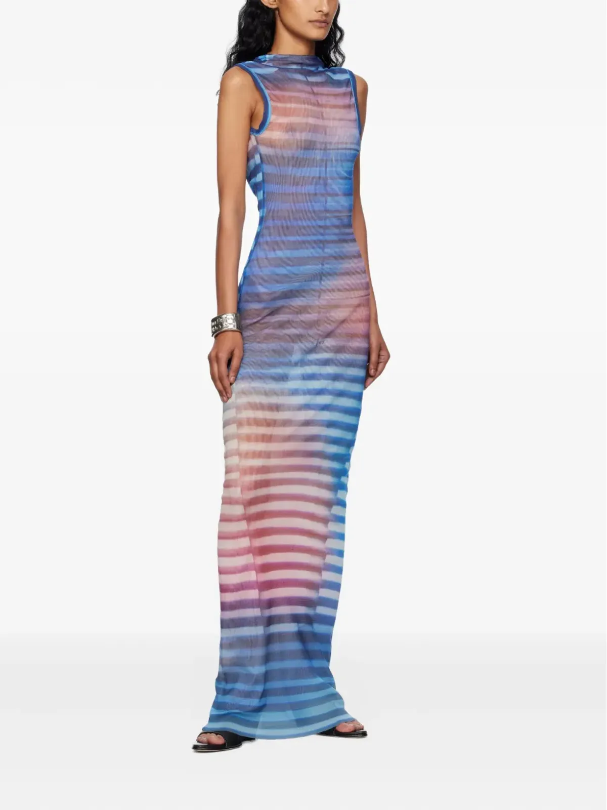 Jean Paul Gaultier ストライプ柄マキシドレス ブルー - 画像3