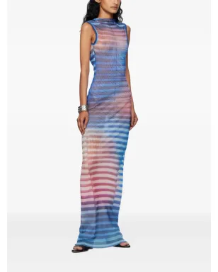 Jean Paul Gaultier ストライプ柄マキシドレス ブルー - サムネイル3