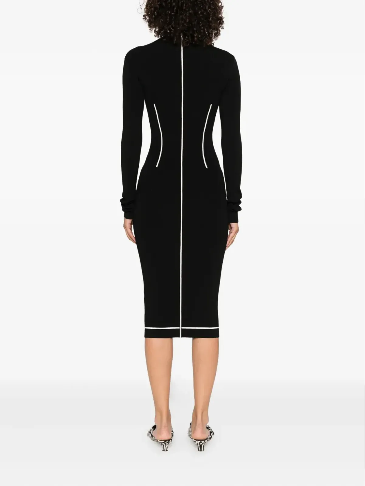 Patrizia Pepe ジップフロント・コントラストニットドレス - 画像4