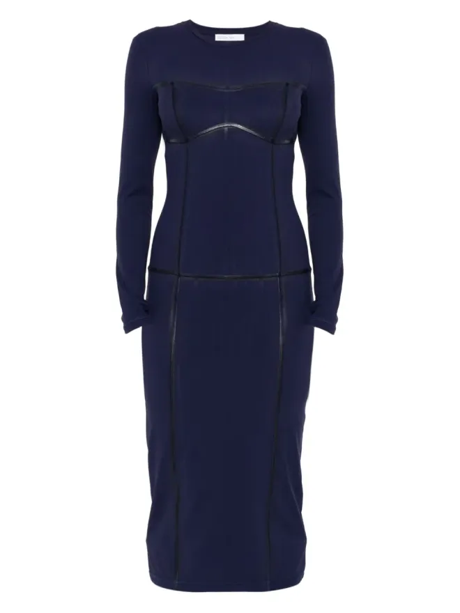 Patrizia Pepe Patrizia Pepe 長袖レザー・トリム付きシースドレス - ブルーの商品画像