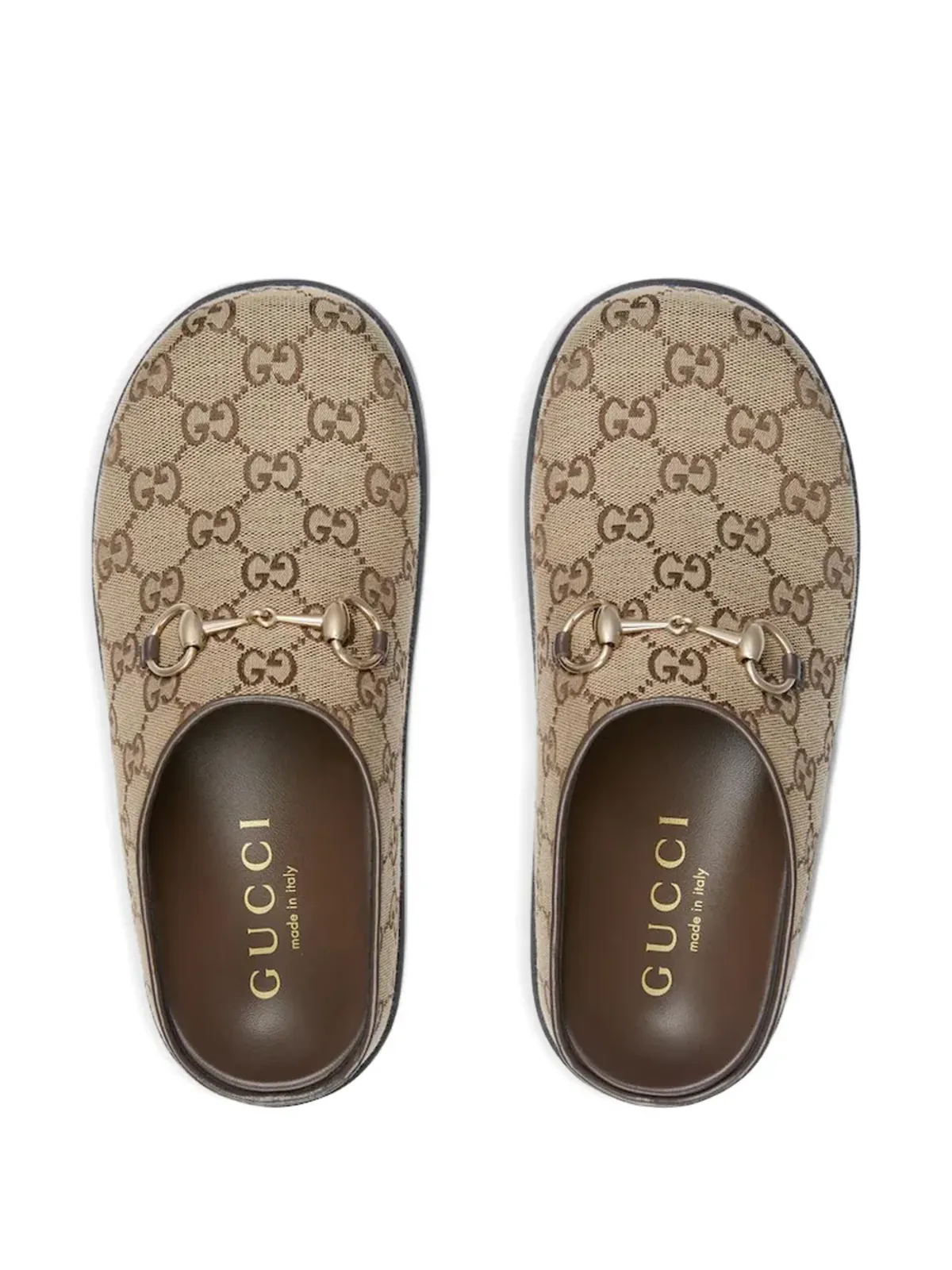 Gucci GGモノグラム ホースビット フラットミュール - ブラウン - 画像3