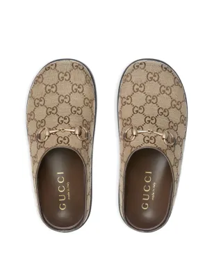 Gucci GGモノグラム ホースビット フラットミュール - ブラウン - サムネイル3