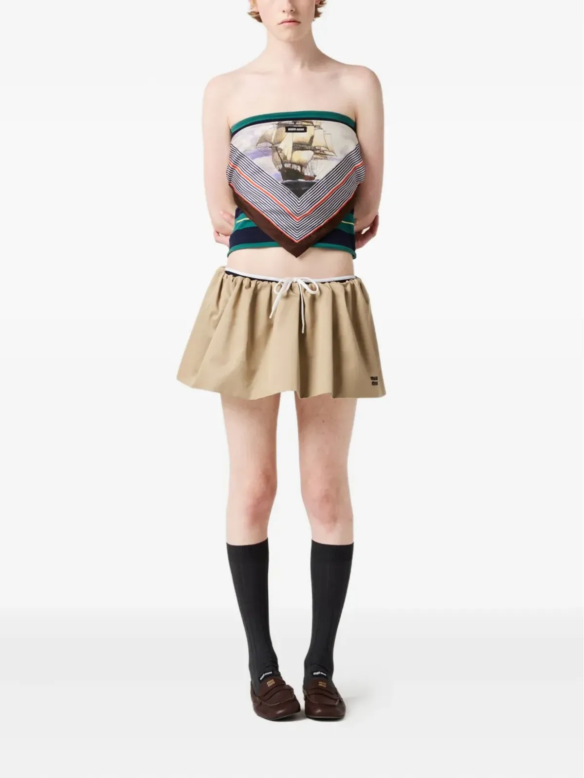 Miu Miu ウエストゴム入りミニスカート - Neutrals - 画像2