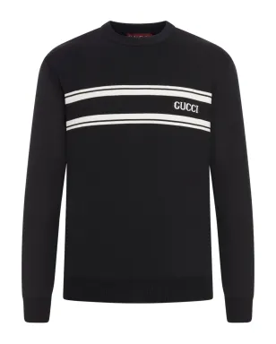 Gucci ストライプロゴセーター（ブラック） - サムネイル1