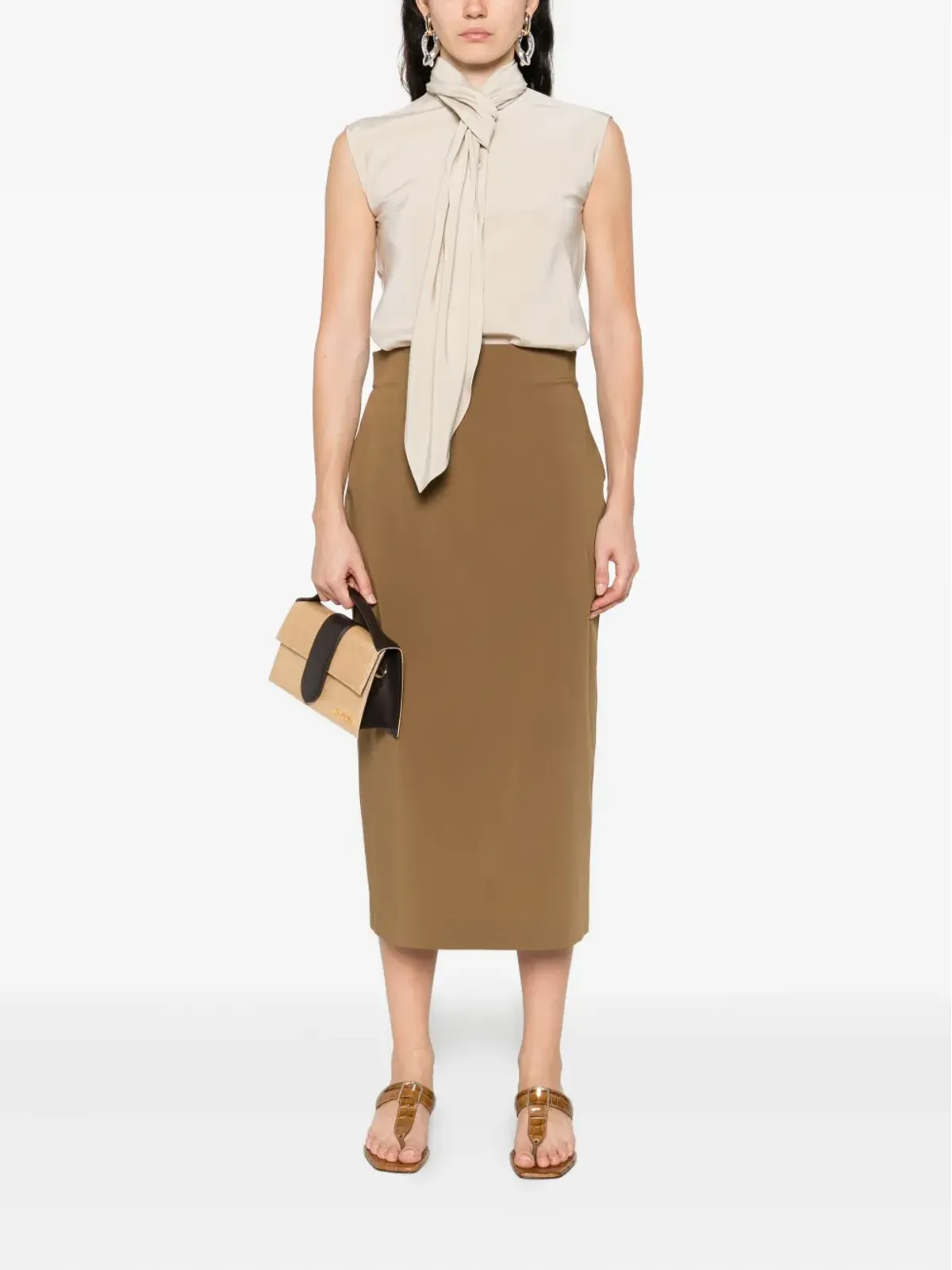 Alberta Ferretti ノースリーブタイネックトップ - 画像2