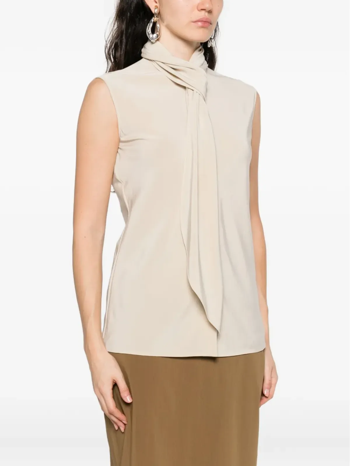 Alberta Ferretti ノースリーブタイネックトップ - 画像3
