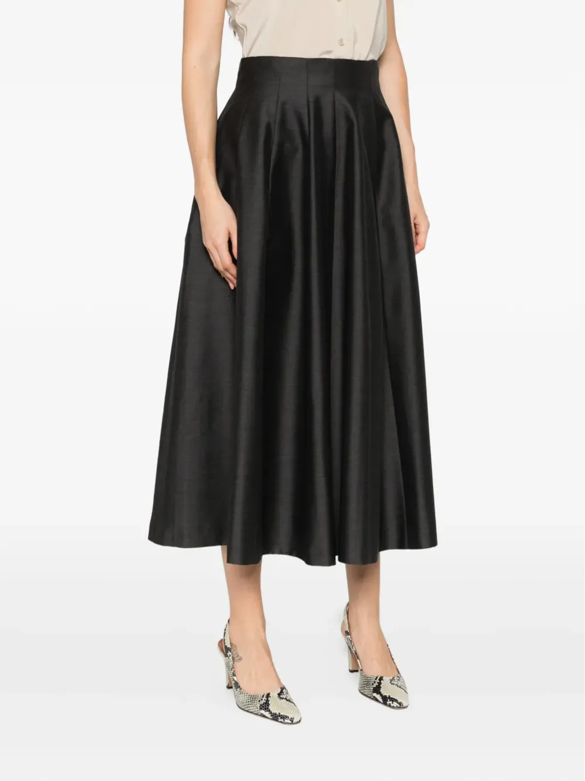 Alberta Ferretti プリーツミディスカート - 画像3
