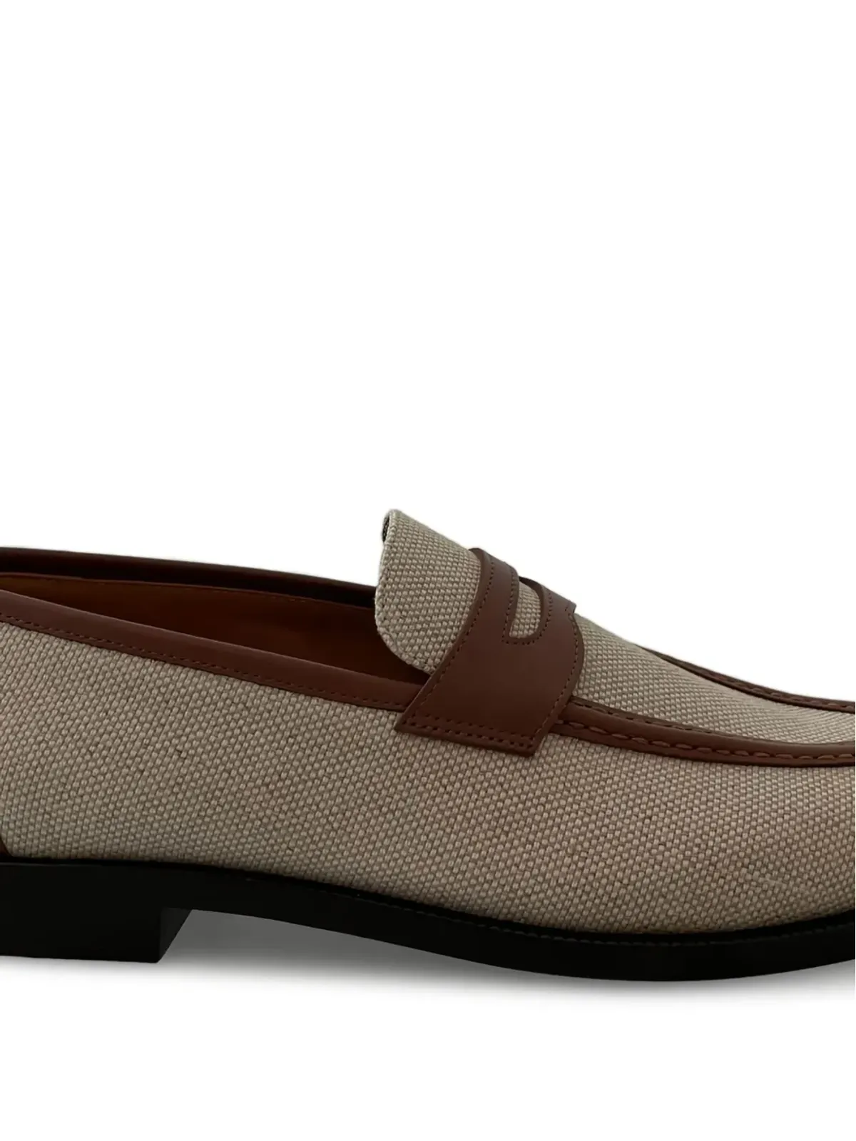 Loro Piana Sergio レザー・トリム キャンバス ローファー - 画像2