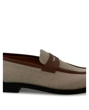Loro Piana Sergio レザー・トリム キャンバス ローファー - サムネイル2