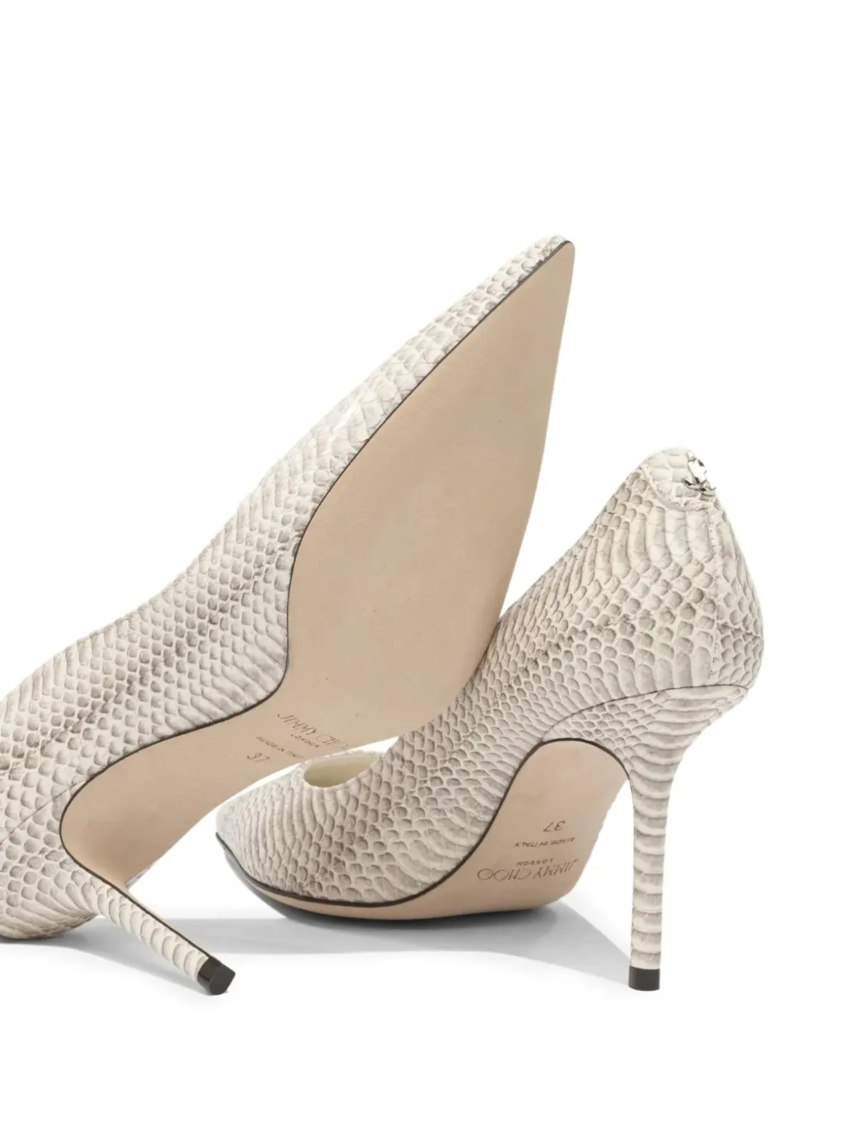 Jimmy Choo Love snakeskin風ポインテッドトゥパンプス - Grey - 画像5