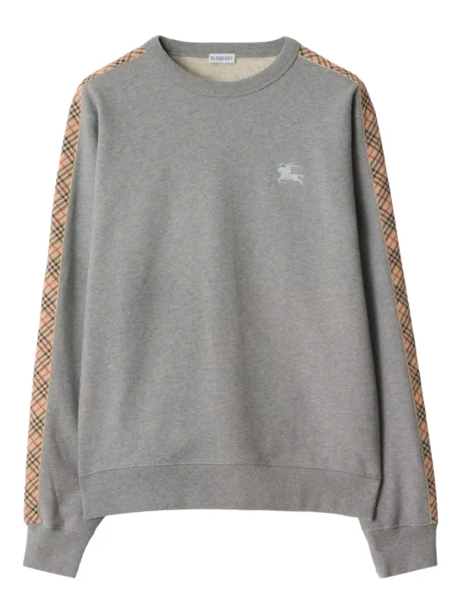 Burberry Burberry チェック柄トリム付きコットン スウェットシャツ - グレーの商品画像