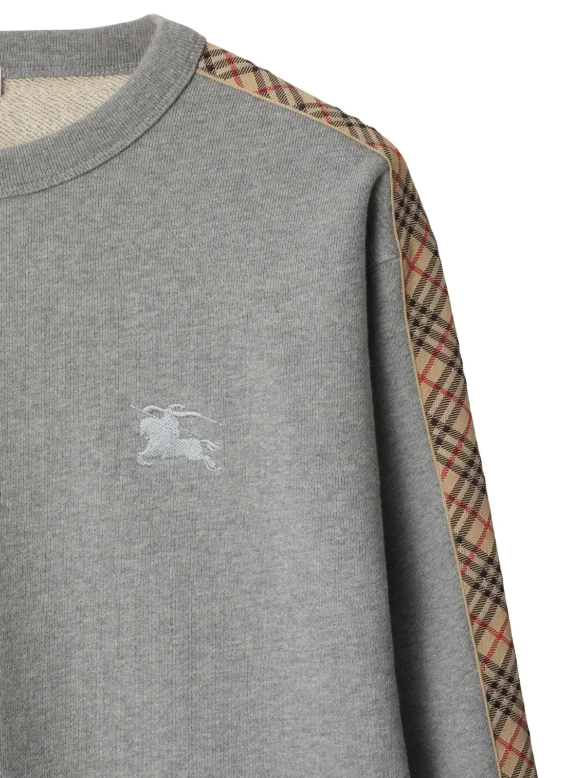 Burberry チェック柄トリム付きコットン スウェットシャツ - グレー - 画像2