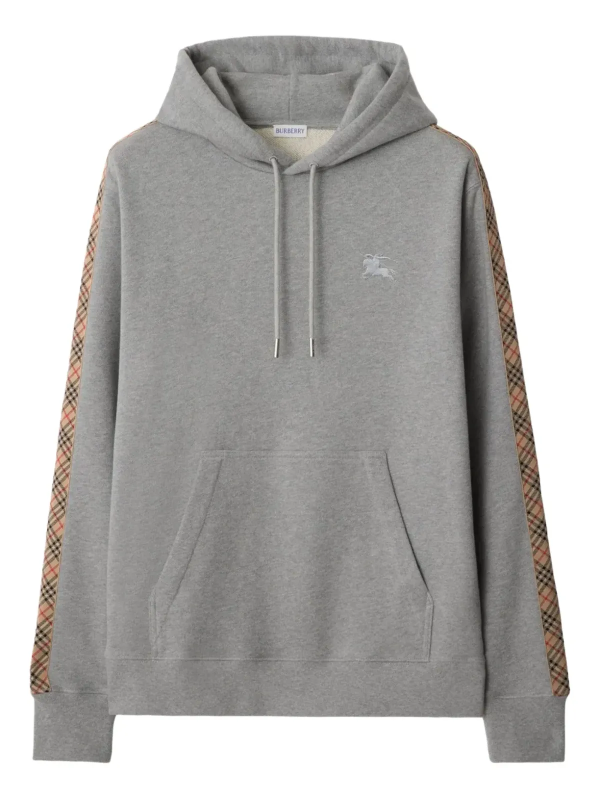 Burberry チェック柄トリム付きコットンフーディー - 画像1
