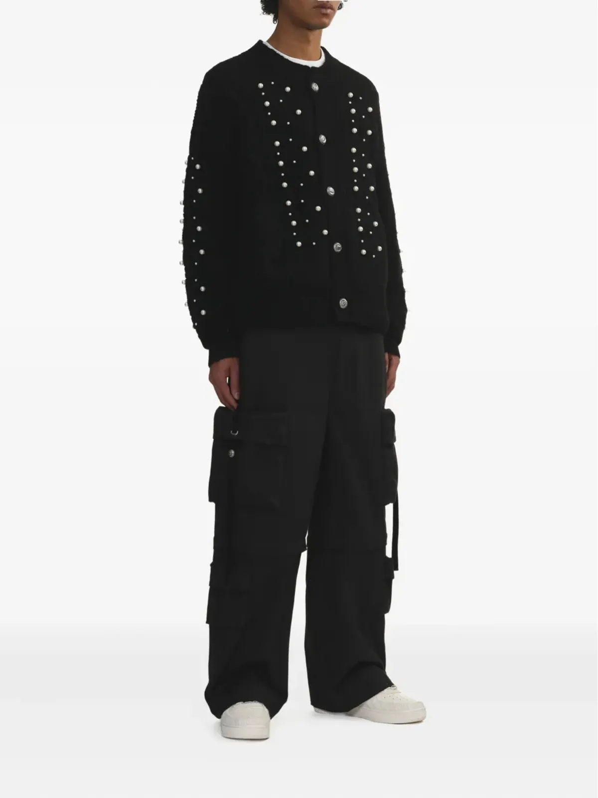 A BATHING APE® ブラックのケーブルニット カーディガン - 画像2