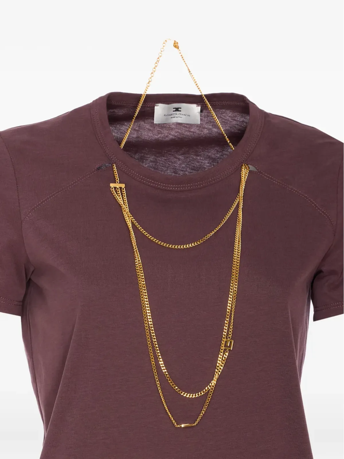 Elisabetta Franchi チェーンディテール Tシャツ - 画像3