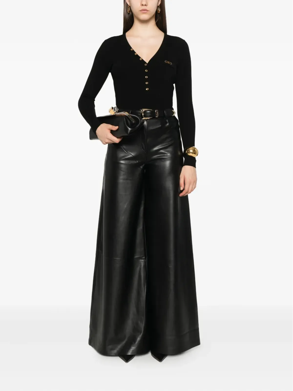 Elisabetta Franchi ロゴディテール ロングスリーブトップ - 画像2
