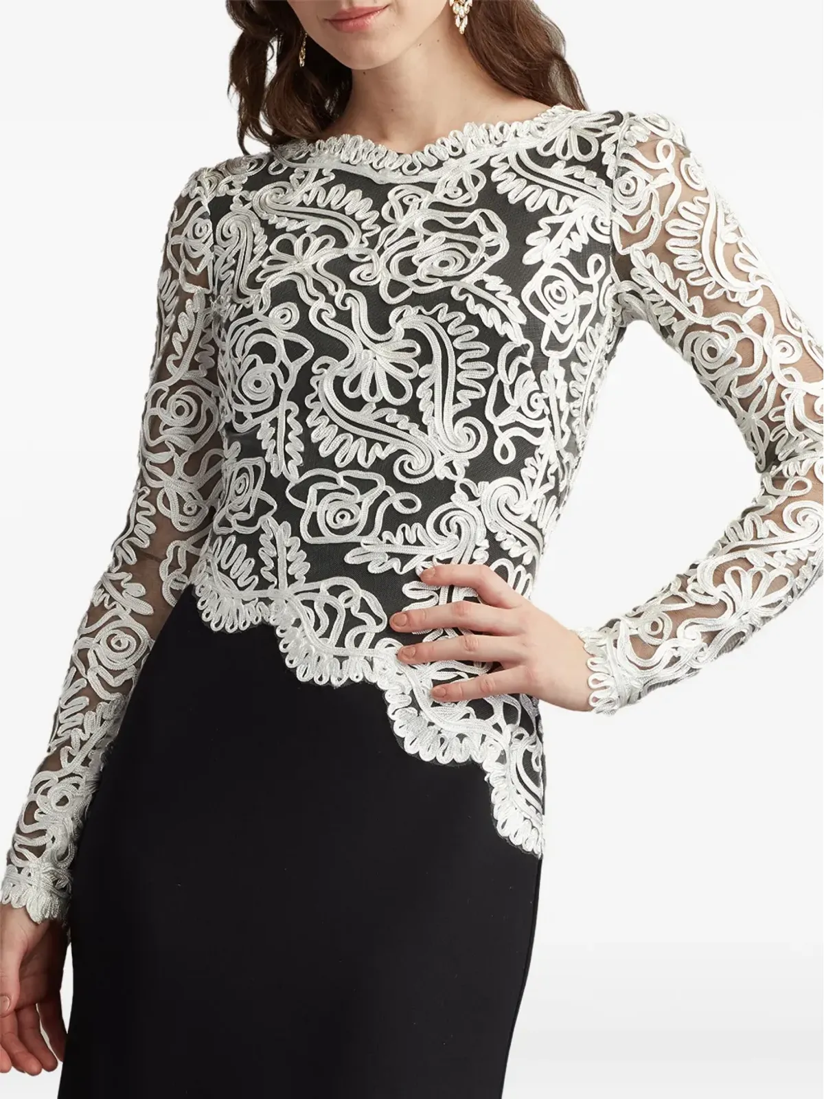 Tadashi Shoji レースインサート ロングドレス - 画像4