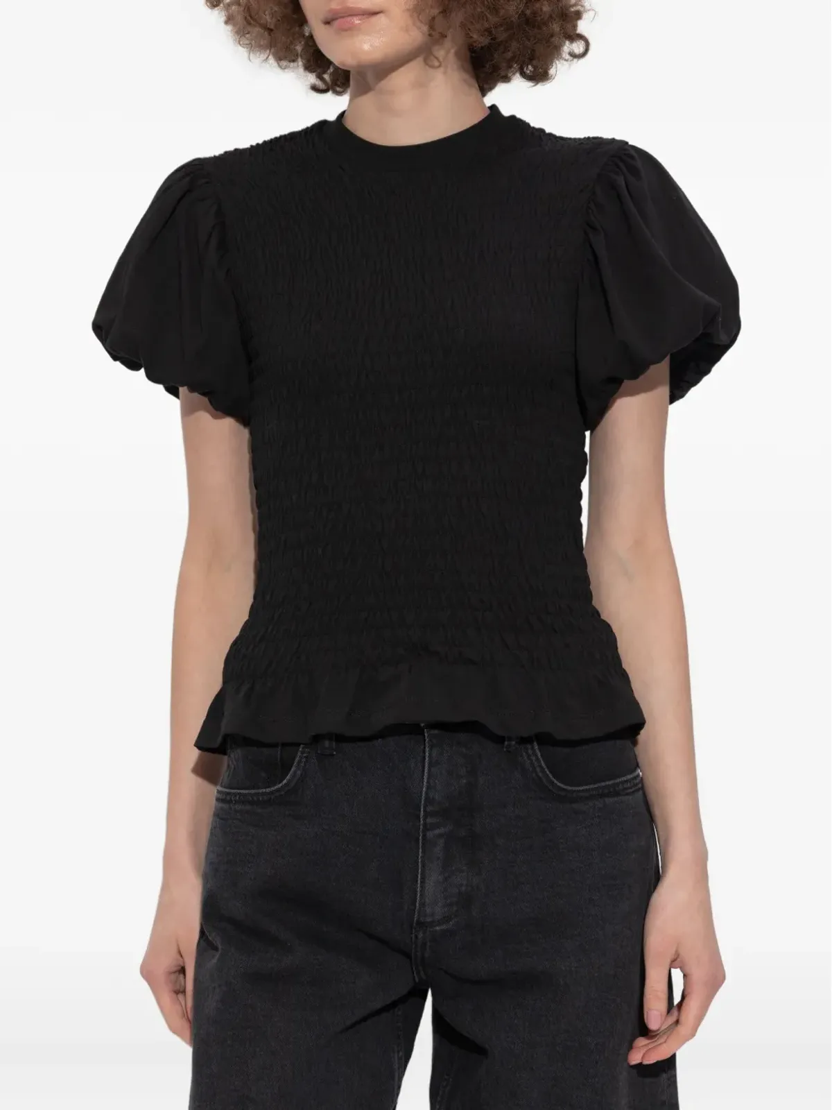 AllSaints スモック加工パフスリーブ トップ - 画像3