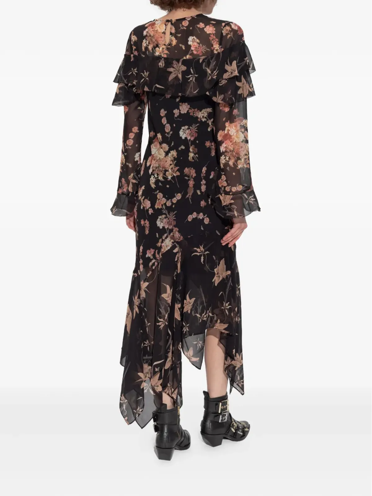 AllSaints Fresca 花柄プリント ミディドレス - ブラック - 画像3