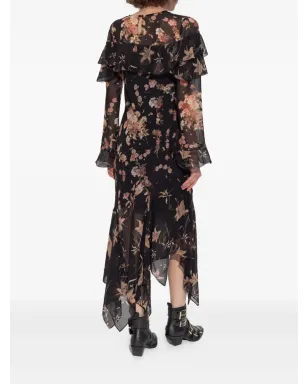 AllSaints Fresca 花柄プリント ミディドレス - ブラック - サムネイル3