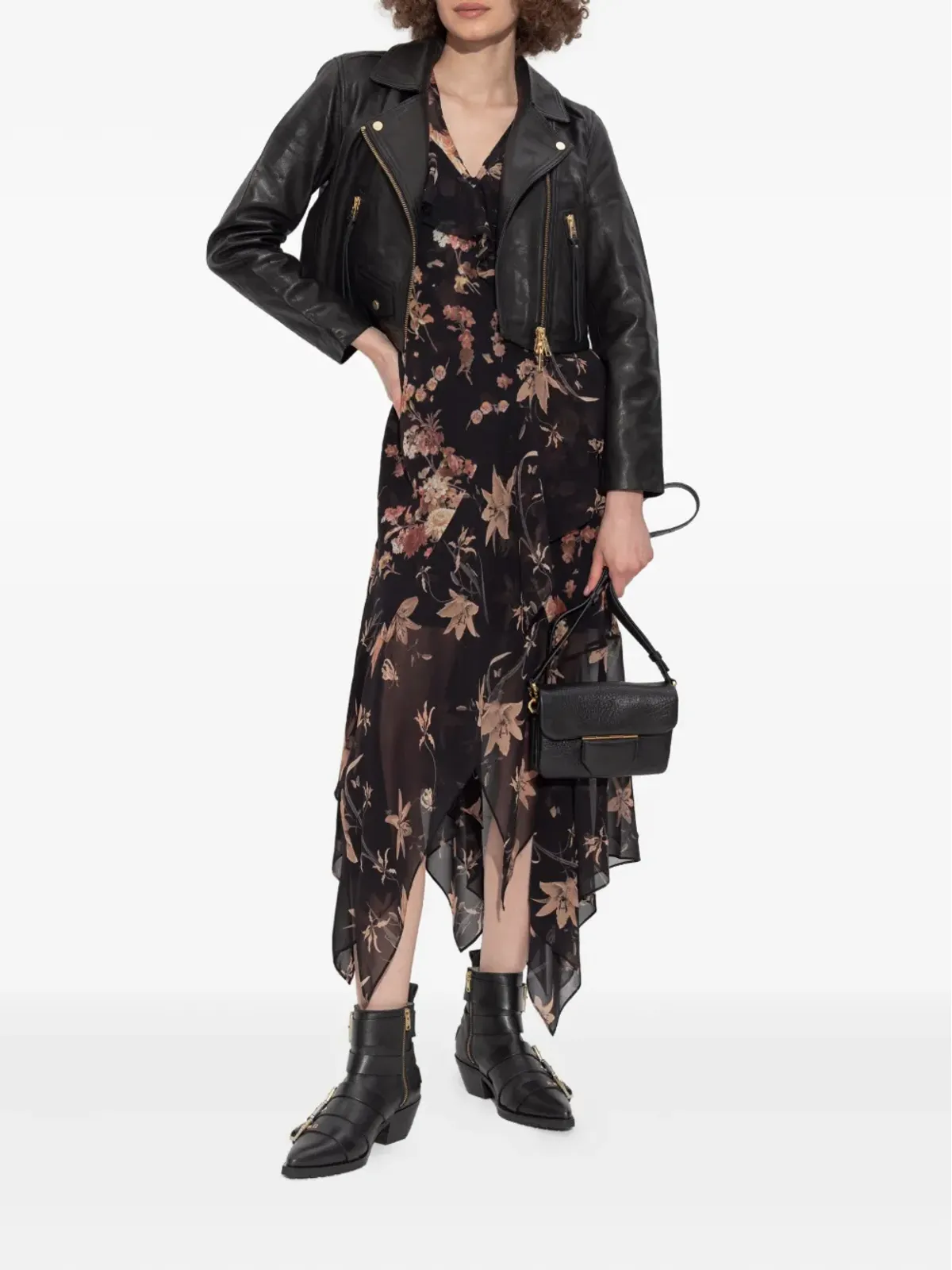 AllSaints Fresca 花柄プリント ミディドレス - ブラック - 画像4