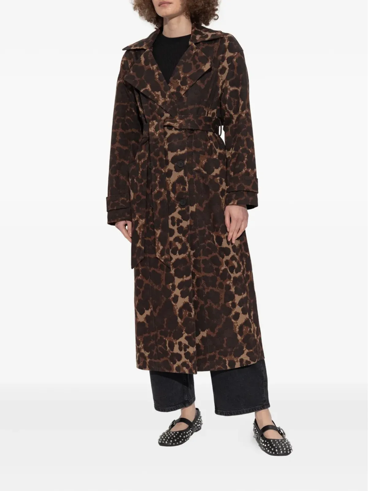 AllSaints アベル レオパードプリント ベルト付き トレンチコート - 画像2
