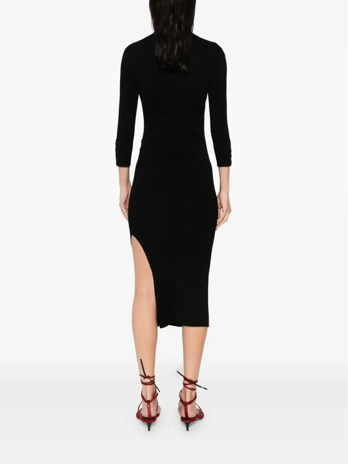 Elisabetta Franchi リブ編みロールネックドレス - 画像4