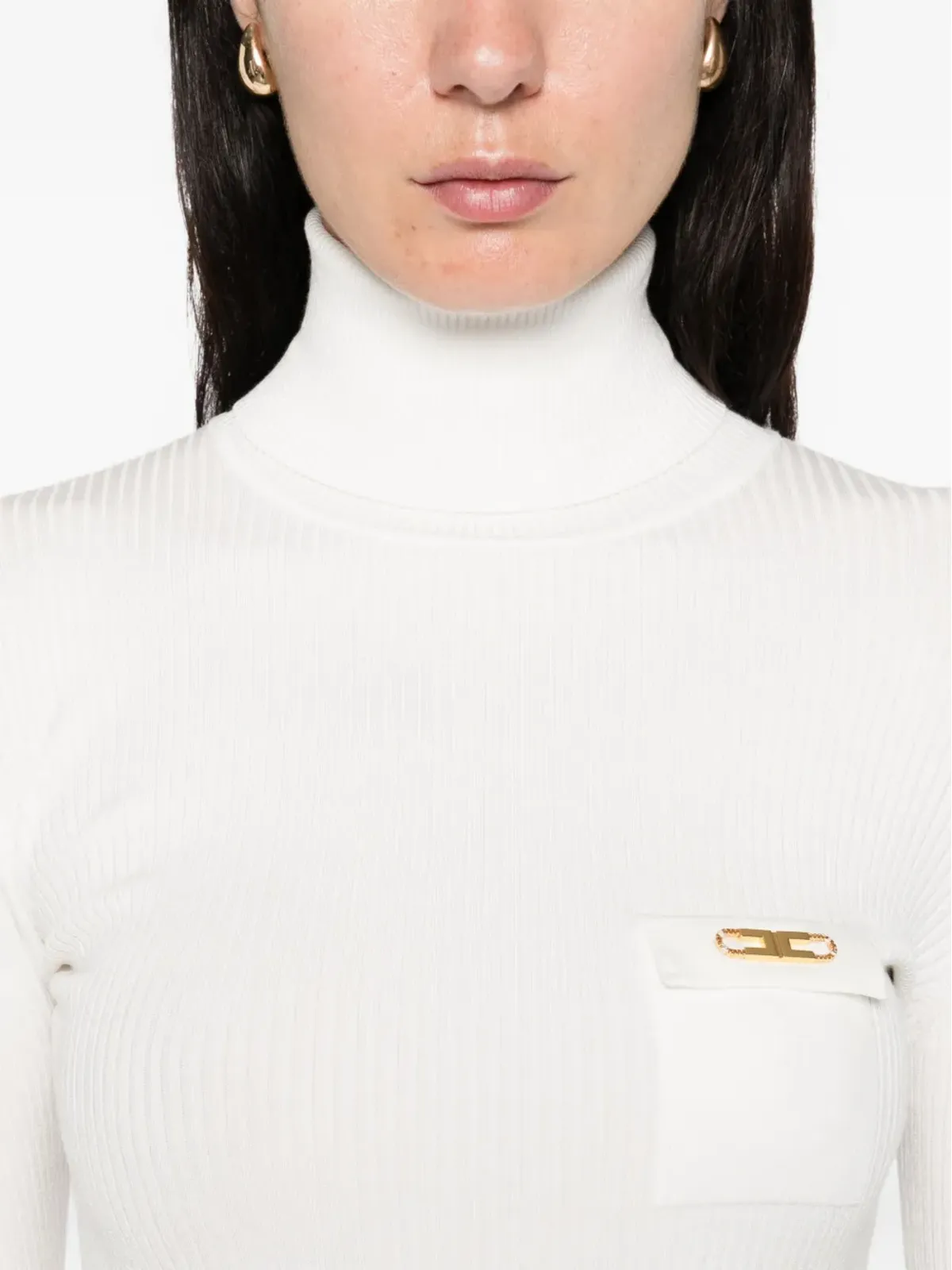 Elisabetta Franchi リブ編みロールネックセーター - 画像5