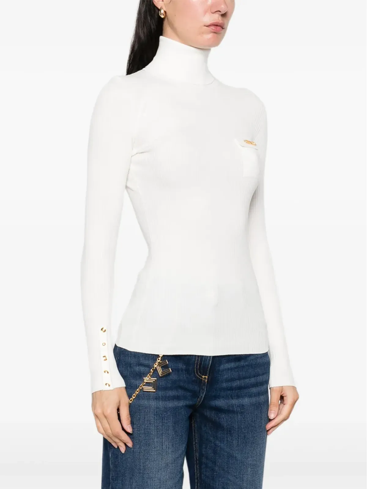 Elisabetta Franchi リブ編みロールネックセーター - 画像3