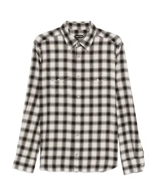 TOM FORD チェック柄フラップポケット ウエスタンシャツ - ブラウン - サムネイル1