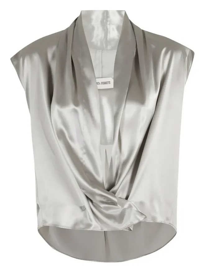 Alberta Ferretti Alberta Ferretti グレーのドレープサテン・トップの商品画像