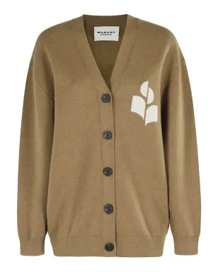MARANT ÉTOILE Vネック ロゴ カーディガン - ブラウン - サムネイル1
