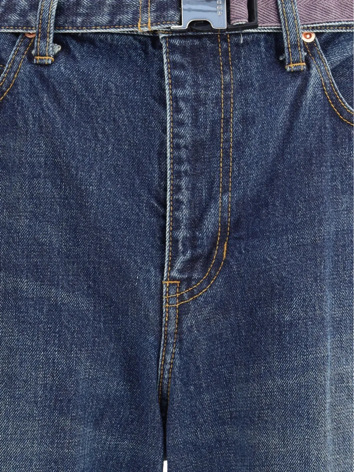 sacai ベルト付きジップポケットジーンズ - 画像4