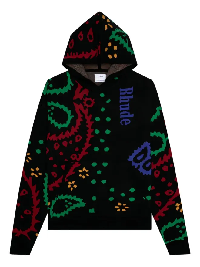 Rhude RHUDE ペイズリーパターン編みフーディの商品画像