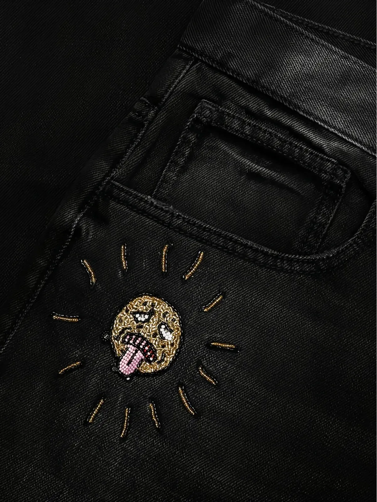 Nahmias ビーズ刺繍の太陽モチーフジーンズ - 画像5