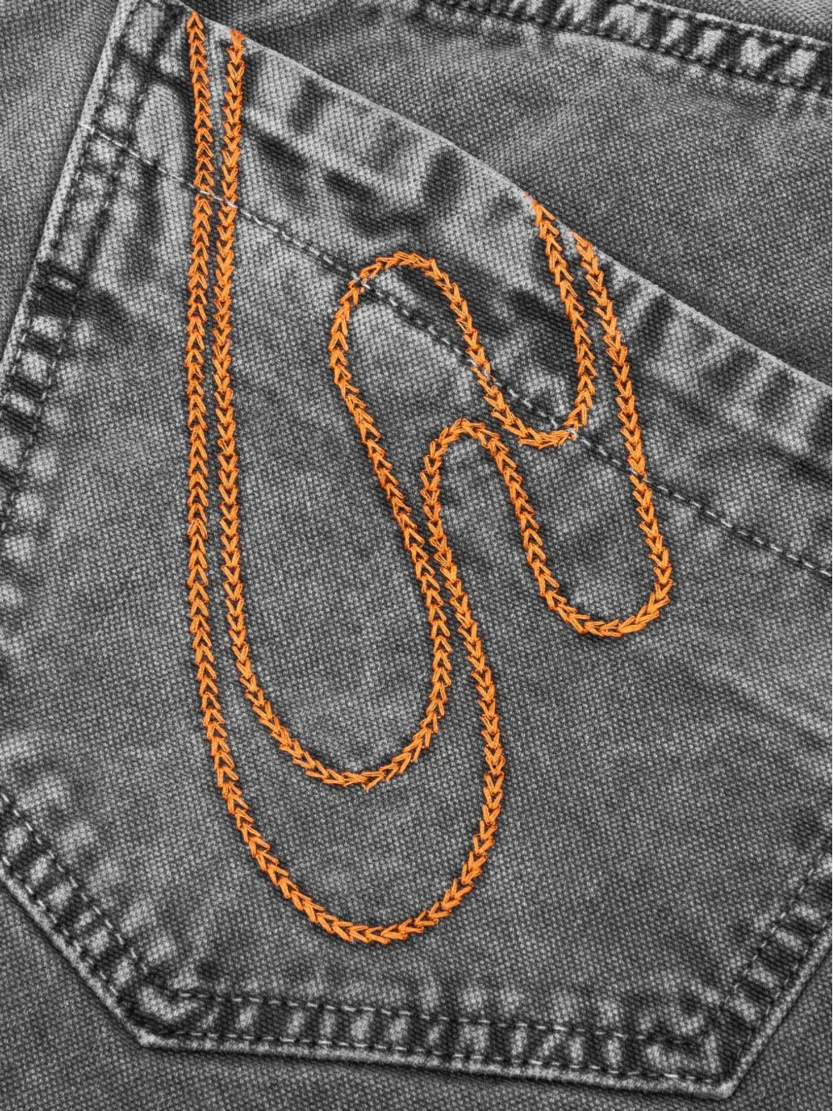 PDF 刺繍入りデニムジーンズ ブラック - 画像5
