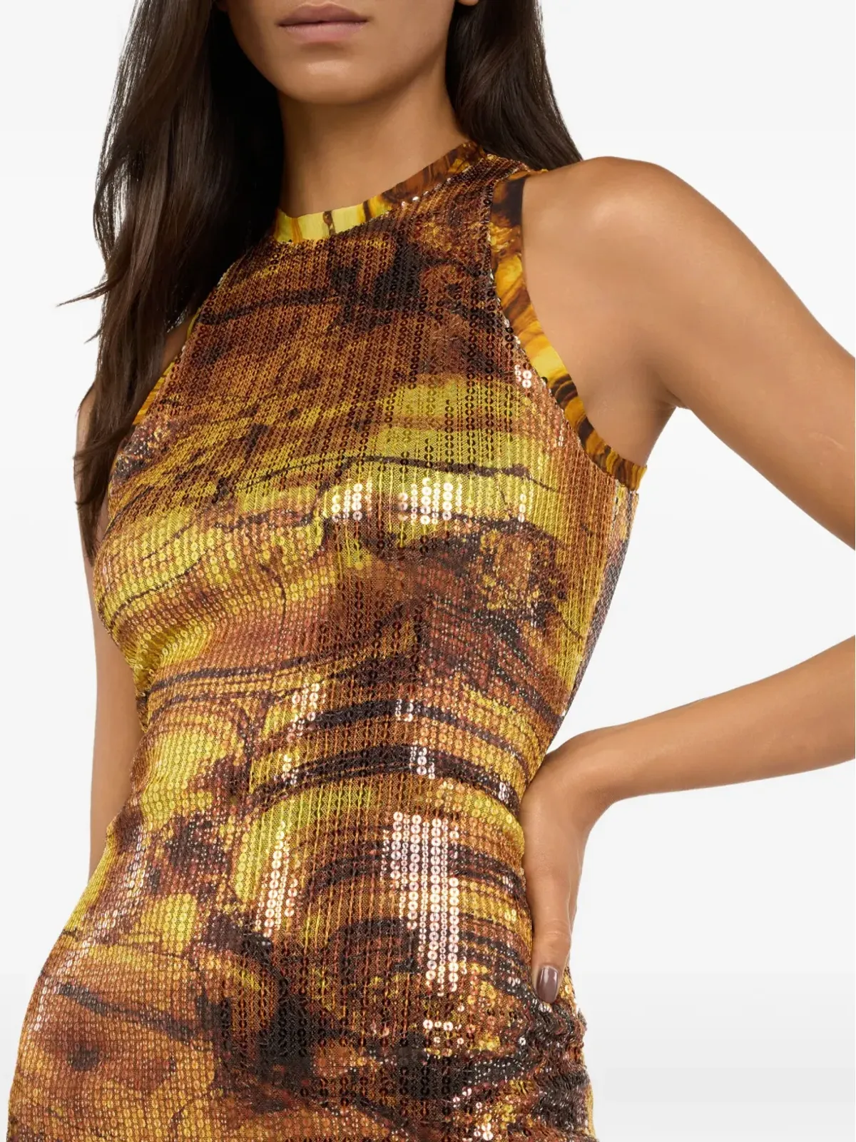 Roberto Cavalli スパンコール付き ラウンドネック ミニドレス - 画像5