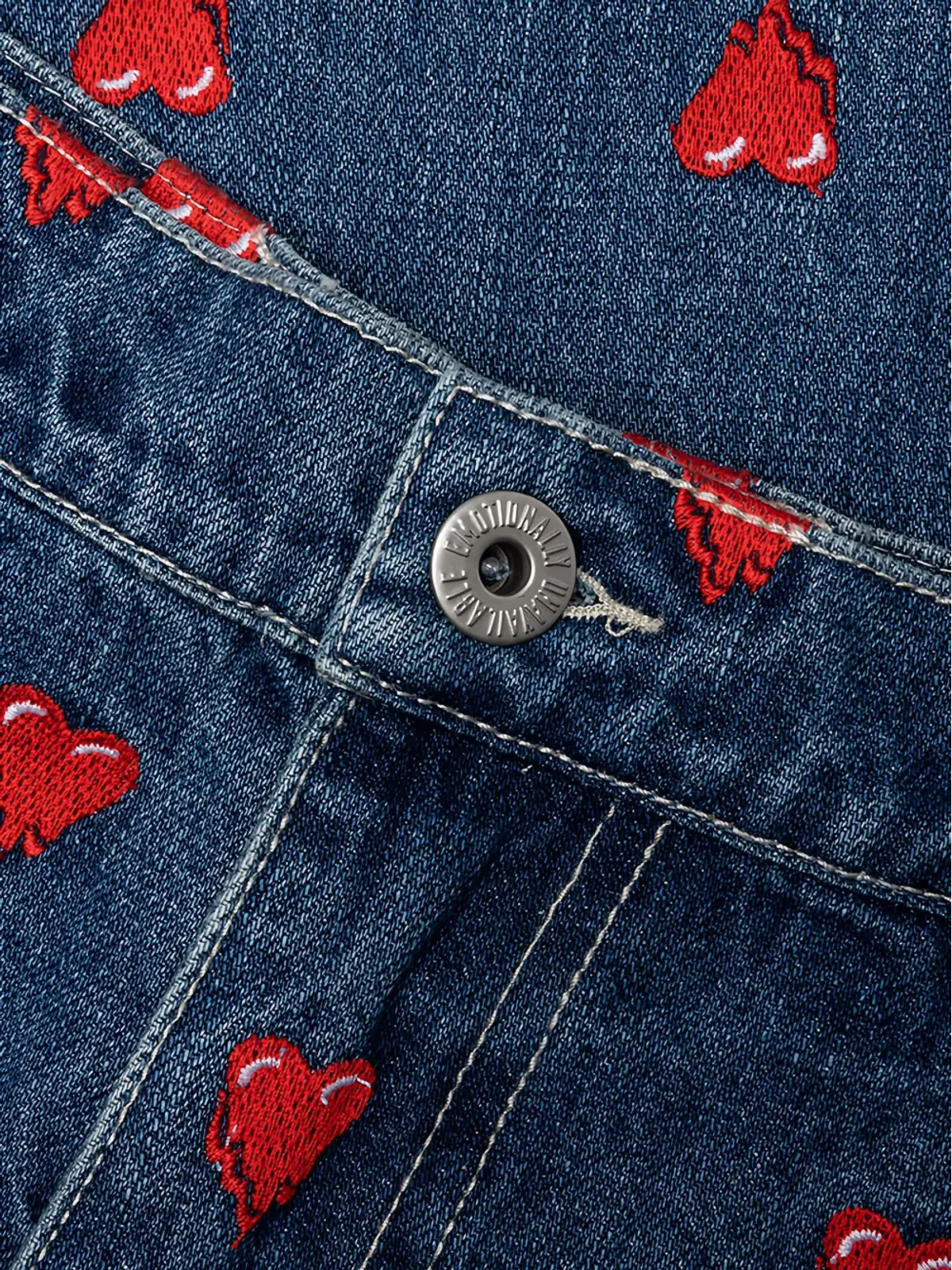 Emotionally Unavailable heart-pattern jeans - 画像3