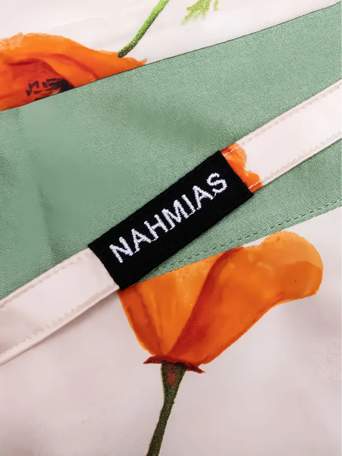 Nahmias ポピー柄サイドストライプのシルクショーツ - 画像4