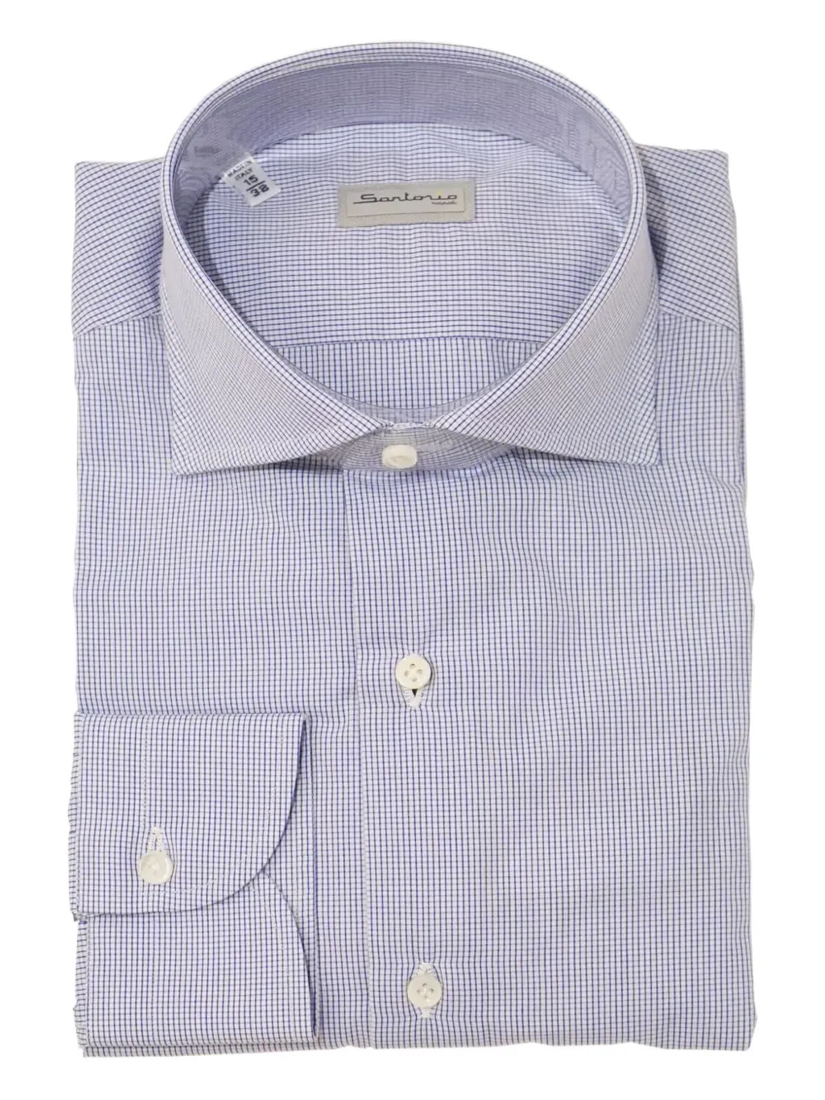 SARTORIO NAPOLI マイクロチェックコットンシャツ - ブルー - 画像1