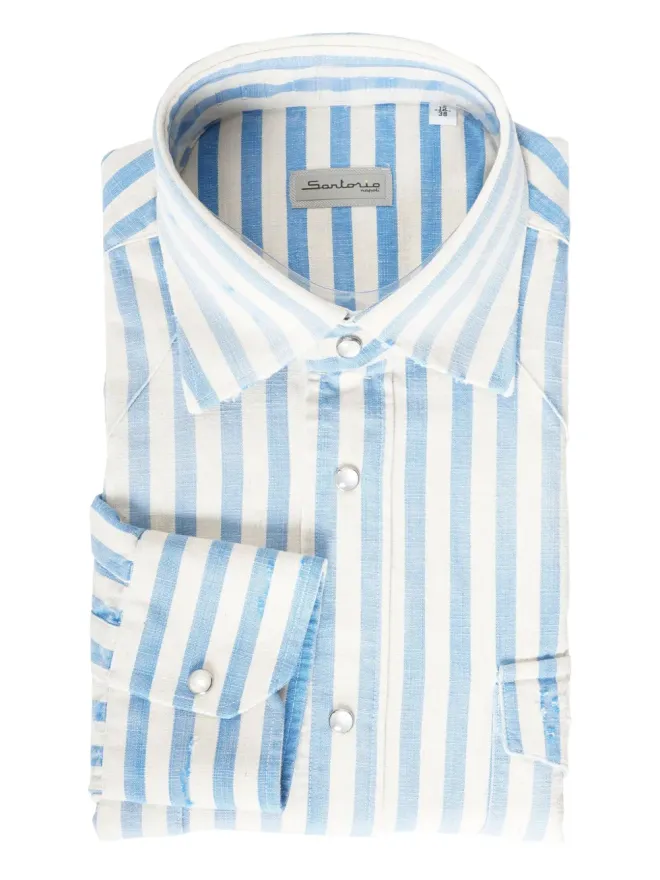 SARTORIO NAPOLI SARTORIO NAPOLI ジャンボピンストライプ スナップボタンシャツの商品画像