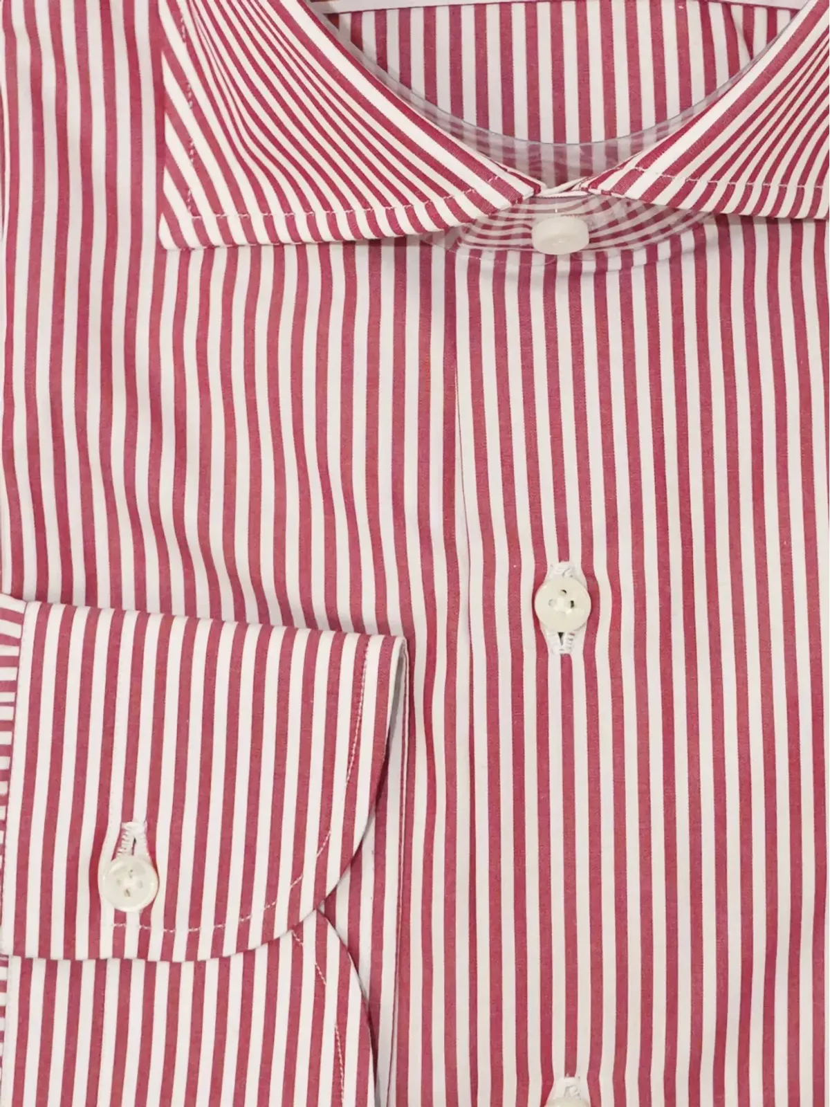SARTORIO NAPOLI ピンストライプコットンシャツ - レッド - 画像3