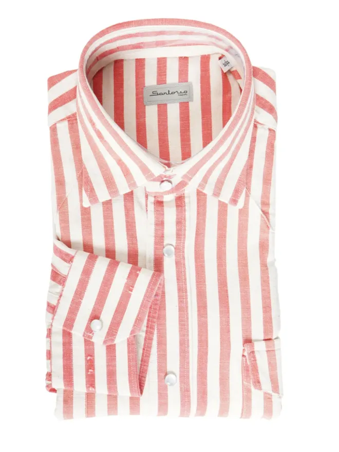 SARTORIO NAPOLI SARTORIO NAPOLI ストライプ柄シャツ - オレンジの商品画像