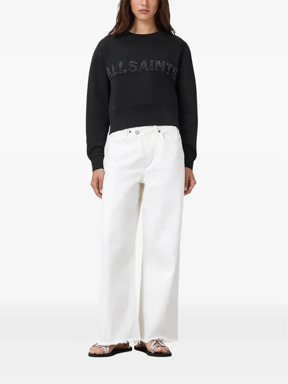 AllSaints エンブリッシュド スウェットシャツ ブラック - 画像1