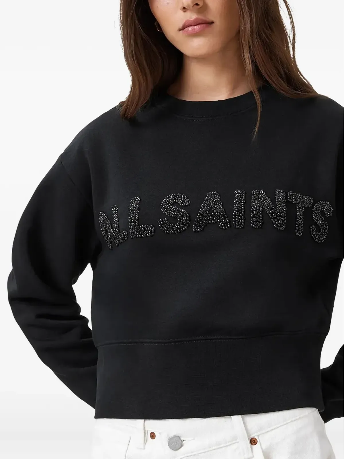 AllSaints エンブリッシュド スウェットシャツ ブラック - 画像3