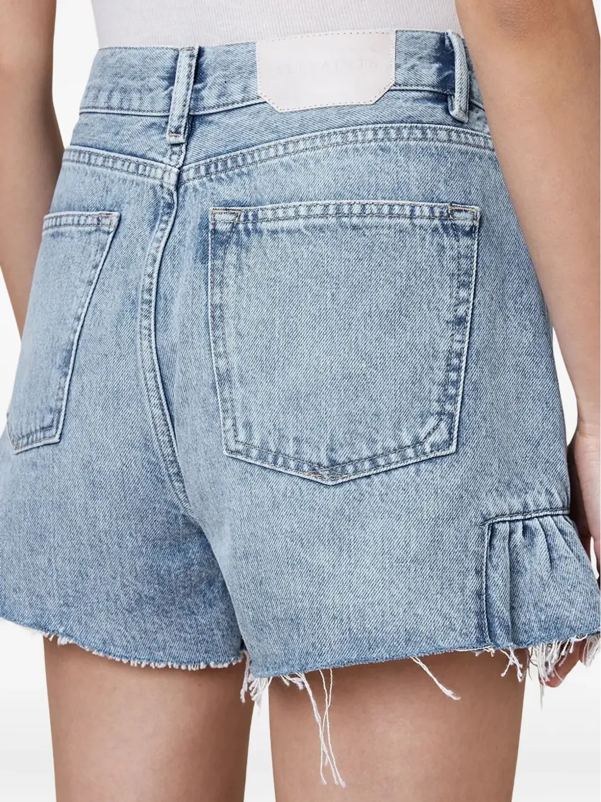 AllSaints エリアナ ラッフルディテール デニムショーツ - 画像4