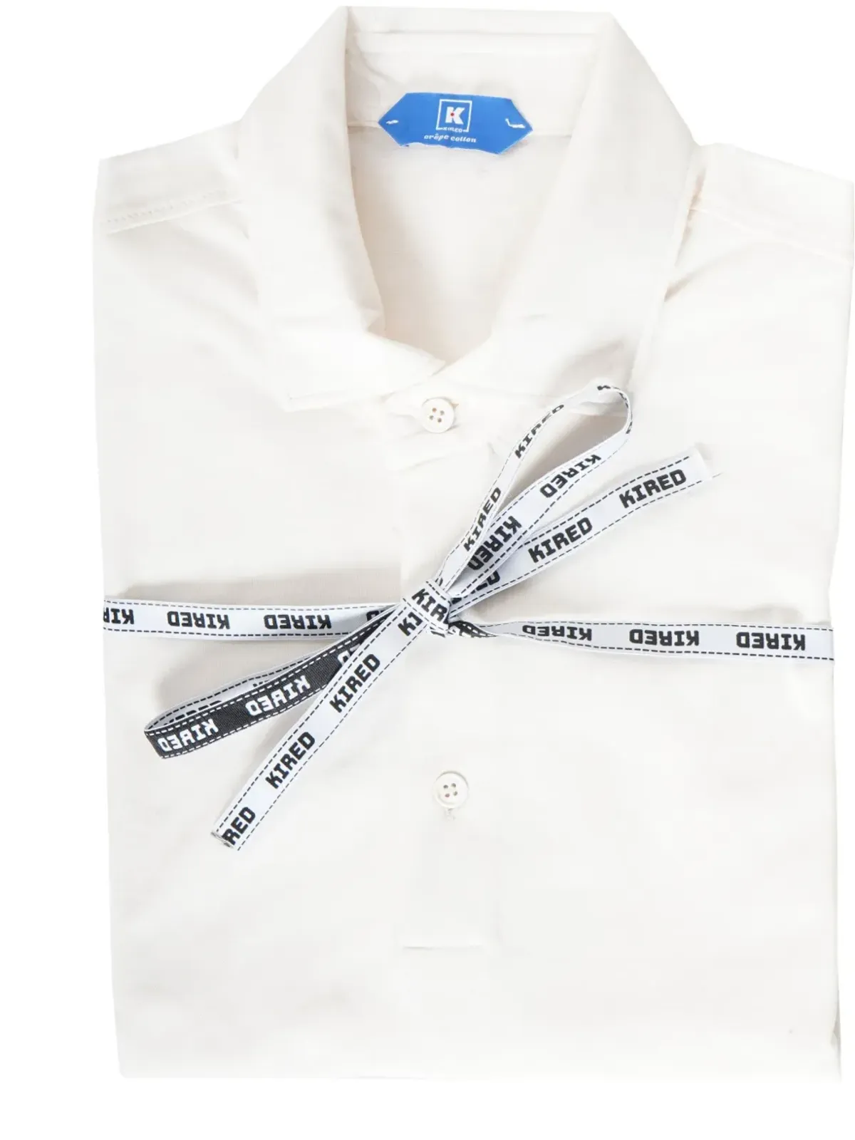 Kired POSI quarter-button cotton polo shirt - White - 画像4