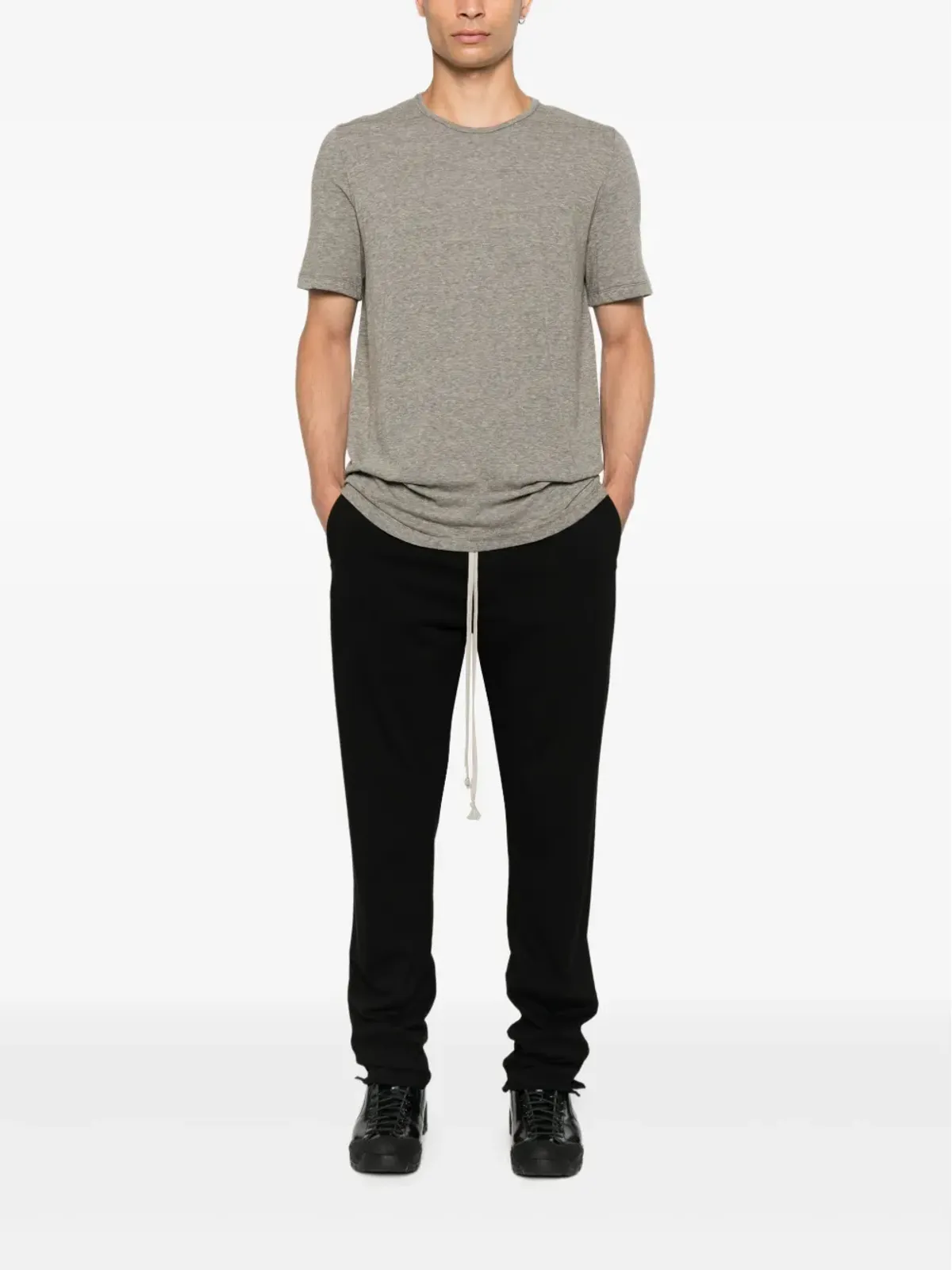 Rick Owens DRKSHDW サイドタイ付きコットンTシャツ - 画像2